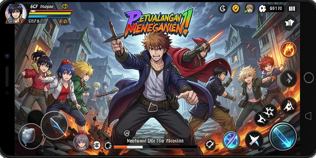 Tangkapan layar utama 6CF menunjukkan pertarungan karakter Anime yang mendebarkan.