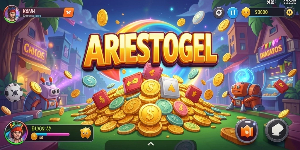 Tangkapan layar ARIESTOGEL menampilkan aksi gameplay penuh warna dan dinamis.