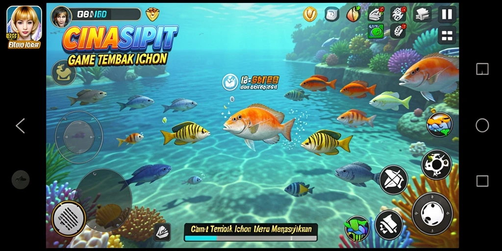 Tampilan gameplay seru dari CINASIPIT saat berburu ikan.