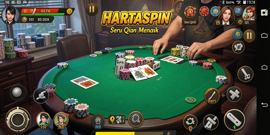 Screenshot HARTASPIN menampilkan aksi seru permainan QiuQiu.