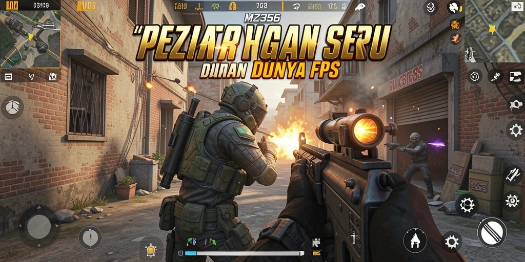 Tangkapan layar menampilkan aksi seru dalam gameplay FPS MZ356.