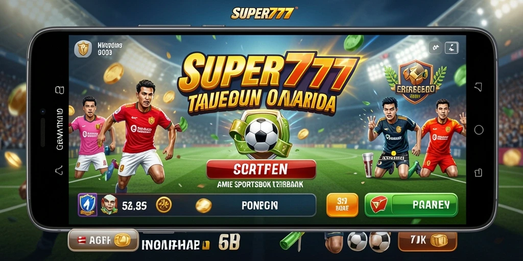 Tampilan antarmuka aplikasi SUPER777 dengan berbagai pilihan taruhan olahraga.
