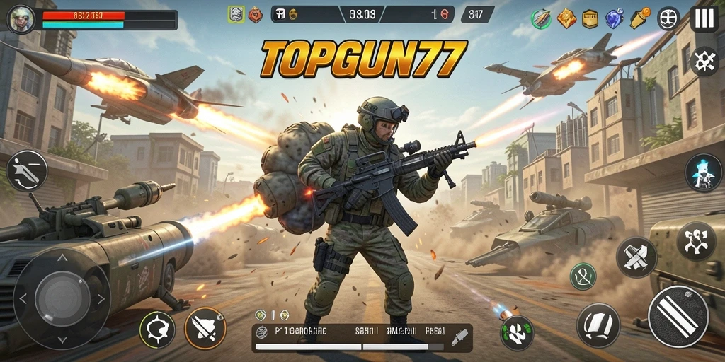 Screenshot gameplay menunjukkan keseruan dan keasyikan bermain TOPGUN77.